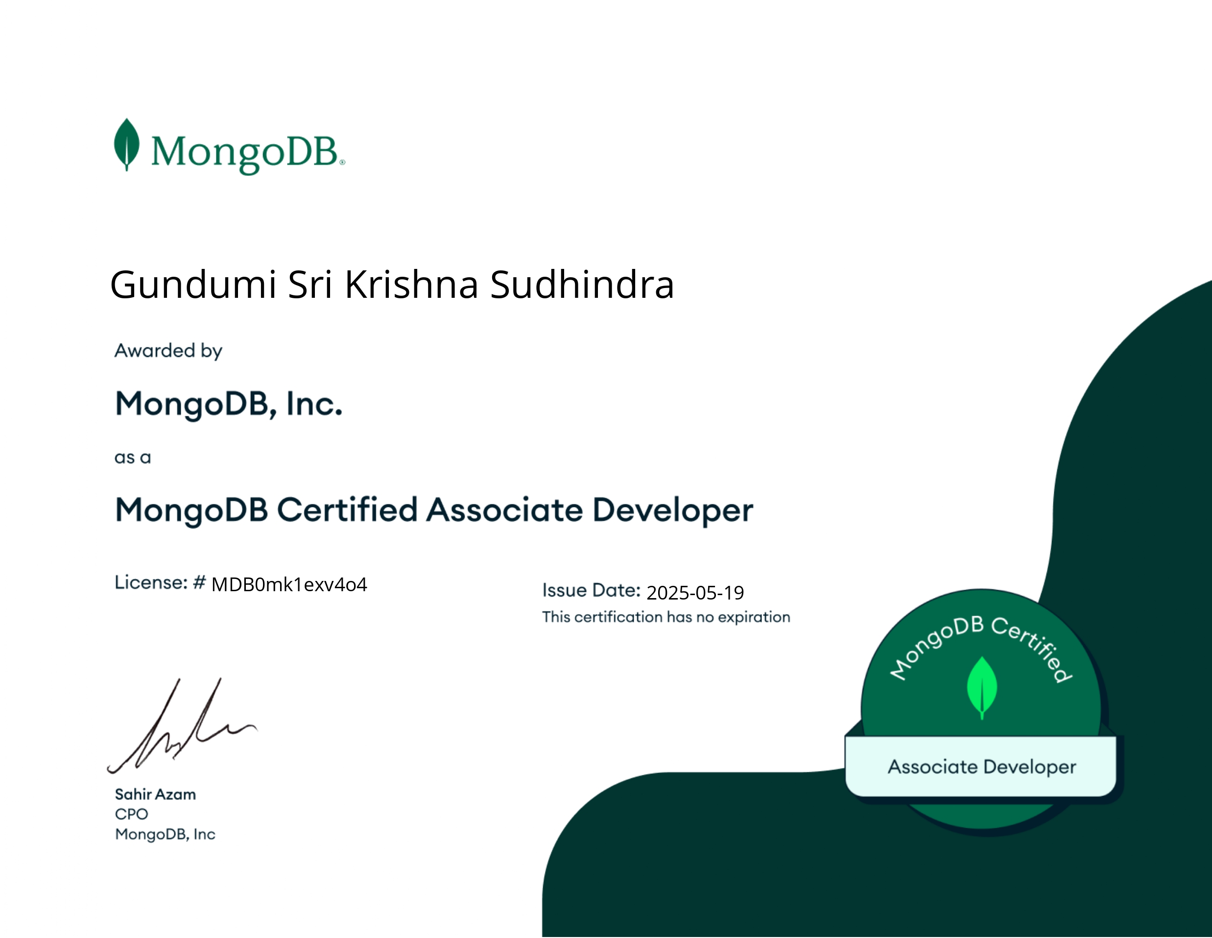 MongoDB Java Certificate